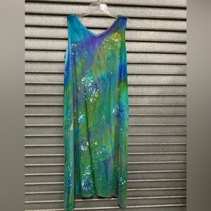New 16 to 20 Batik Sleeveless tank Dress sundress blue green purple